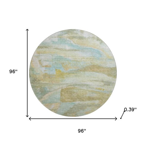 HomeRoots 8' X 10' Beige And Ivory Abstract Area Rug - Washable, UV Protected, Perfect for Homes with Kids & Pets! 715547
