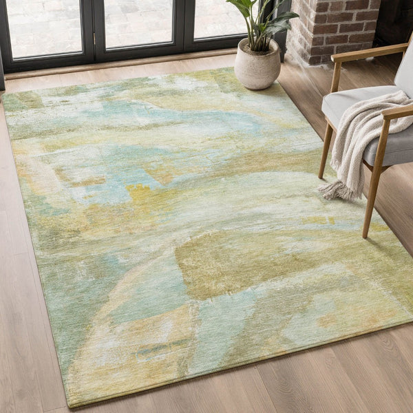 HomeRoots 9' X 12' Beige & Ivory Abstract Washable Area Rug - UV Protected, Durable & Stylish for Every Home 715548