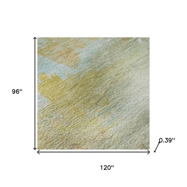 HomeRoots 9' X 12' Beige & Ivory Abstract Washable Area Rug - UV Protected, Durable & Stylish for Every Home 715548