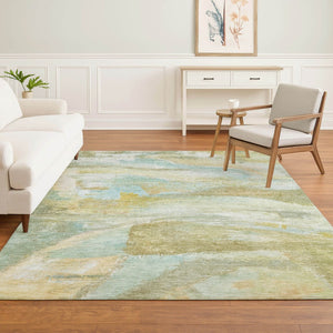 HomeRoots 9' X 12' Beige & Ivory Abstract Washable Area Rug - UV Protected, Durable & Stylish for Every Home 715548