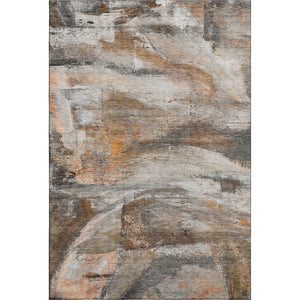 HomeRoots 5' X 8' Brown and Gray Abstract Area Rug – Washable, UV-Protected, Modern Design for Busy Homes 715551