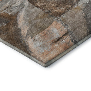 HomeRoots 5' X 8' Brown and Gray Abstract Area Rug – Washable, UV-Protected, Modern Design for Busy Homes 715551