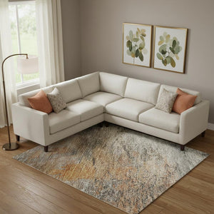 HomeRoots 9' X 12' Washable Brown and Gray Abstract Area Rug with UV Protection for Modern Homes and Pets 715554