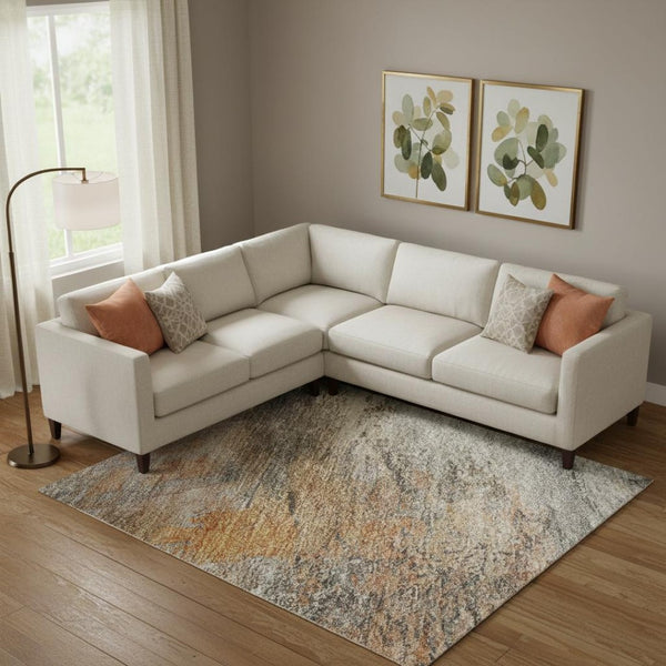 HomeRoots 9' X 12' Washable Brown and Gray Abstract Area Rug with UV Protection for Modern Homes and Pets 715554