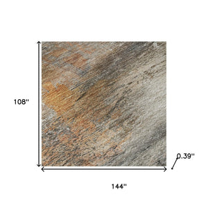 HomeRoots 10' X 14' Modern Brown and Gray Abstract Washable Area Rug with Stain Resistance & UV Protection 715555