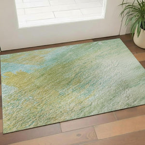 HomeRoots 5' X 8' Green And Teal Abstract Washable Area Rug - Stylish, UV-Protected, Perfect For Busy Homes! 715557