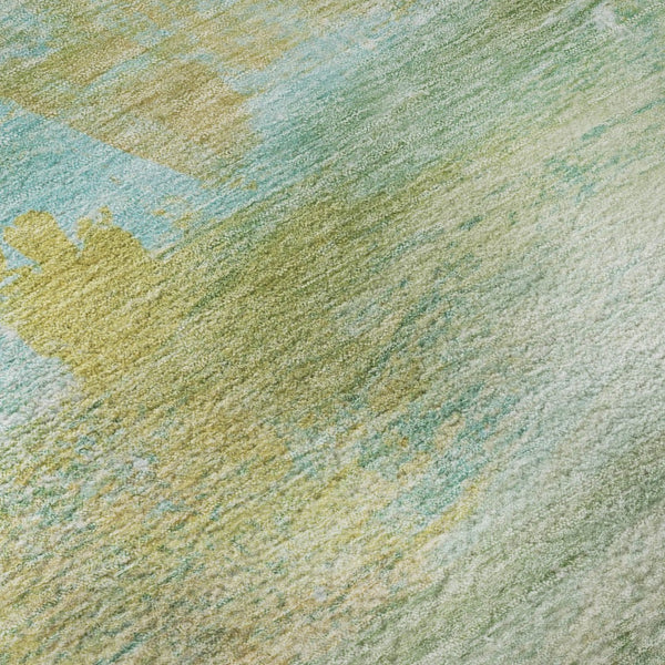 HomeRoots 8' Green and Teal Abstract Area Rug - Washable, UV Protected, Stylish & Durable for Modern Homes 715559