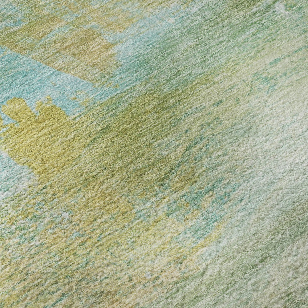 HomeRoots 9' X 12' Green And Teal Abstract Washable Area Rug - Durable, Stain Resistant, UV Protected Design! 715560