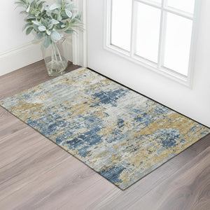 HomeRoots 5' X 8' Olive Green and Gray Abstract Area Rug - Washable, UV-Resistant, Perfect for Homes & Pets! 715563