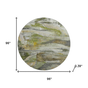 HomeRoots 8' X 10' Stylish Olive Green and Gray Abstract Washable Area Rug with UV Protection for High-Traffic Homes 715565