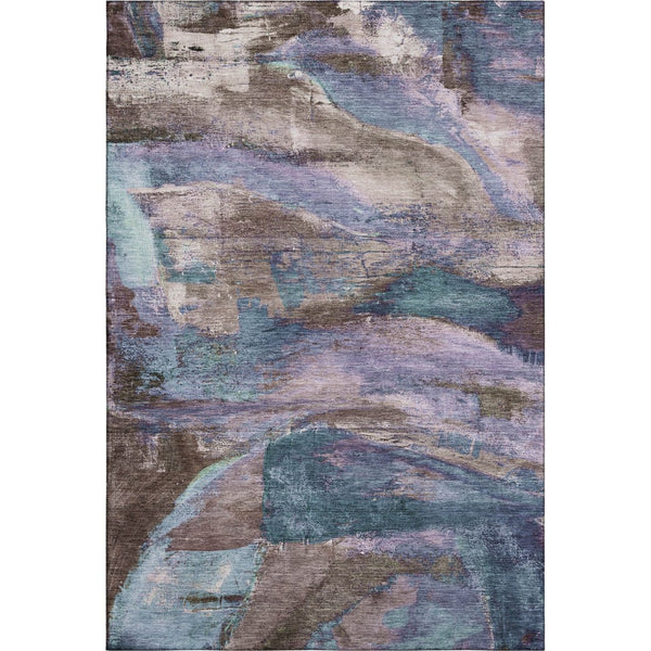 HomeRoots 5' X 8' Stylish Coffee and Blue Abstract Area Rug – Machine Washable, Stain Resistant, UV Protected! 715575