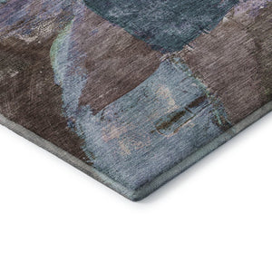 HomeRoots 5' X 8' Stylish Coffee and Blue Abstract Area Rug – Machine Washable, Stain Resistant, UV Protected! 715575