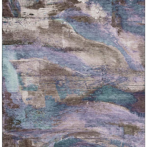 HomeRoots 5' X 8' Stylish Coffee and Blue Abstract Area Rug – Machine Washable, Stain Resistant, UV Protected! 715575