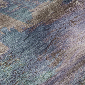 HomeRoots 5' X 8' Stylish Coffee and Blue Abstract Area Rug – Machine Washable, Stain Resistant, UV Protected! 715575