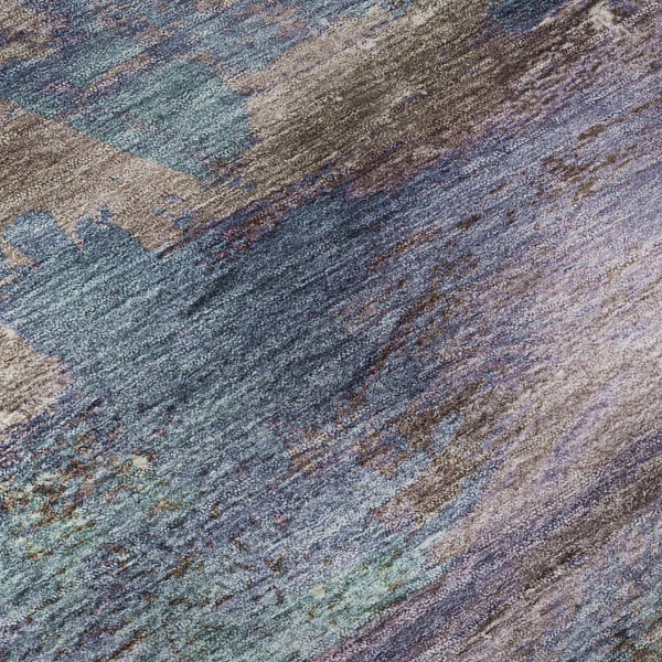 HomeRoots 5' X 8' Stylish Coffee and Blue Abstract Area Rug – Machine Washable, Stain Resistant, UV Protected! 715575