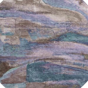 HomeRoots 8' X 10' Stylish Coffee and Blue Abstract Washable Area Rug with UV Protection for Modern Spaces 715577