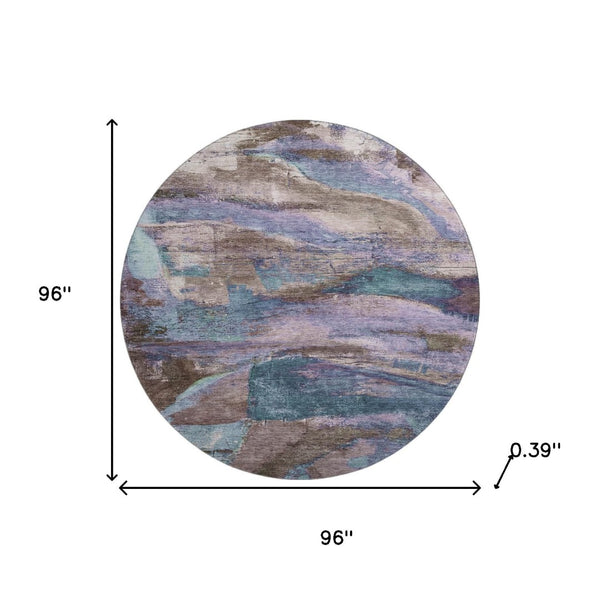 HomeRoots 8' X 10' Stylish Coffee and Blue Abstract Washable Area Rug with UV Protection for Modern Spaces 715577