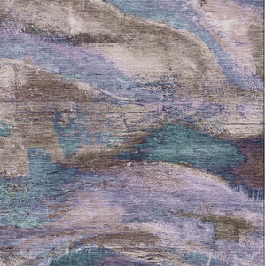 HomeRoots 9' X 12' Coffee and Blue Abstract Area Rug - Washable, UV Protected, Durable, Perfect for Families! 715578