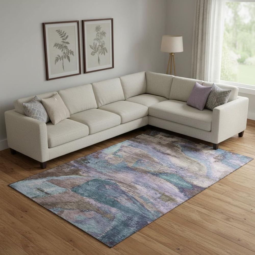HomeRoots 10' Coffee and Blue Abstract Area Rug - Washable, UV Protected, Durable for Busy Homes & Stylish Decor 715579