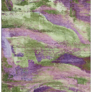 HomeRoots 5' X 8' Vibrant Purple and Green Abstract Washable Area Rug with UV Protection for Modern Spaces 715581