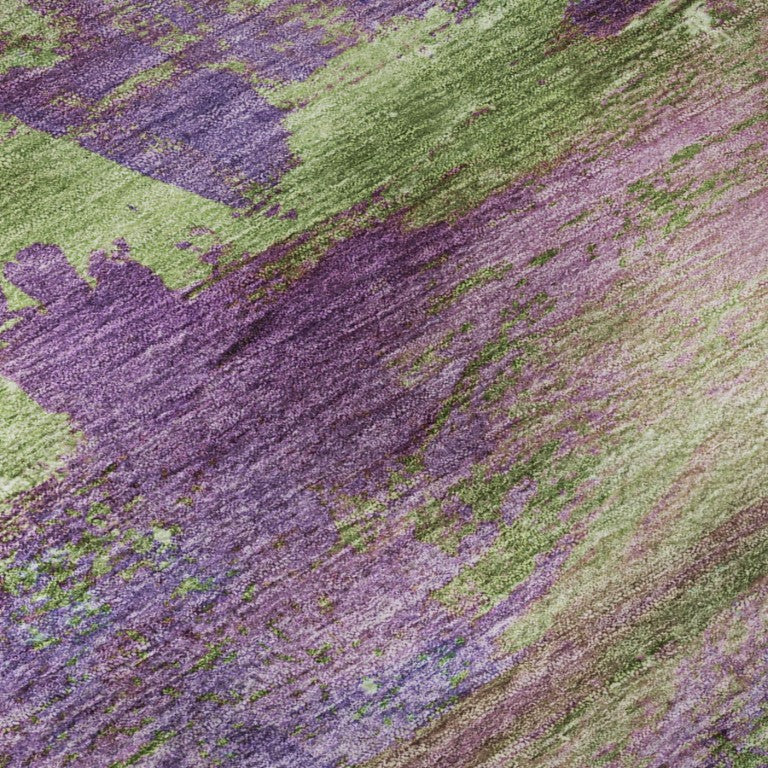 5x8 Abstract Polyester Area Rug Washable Uv Resistant Purple Green Living Room