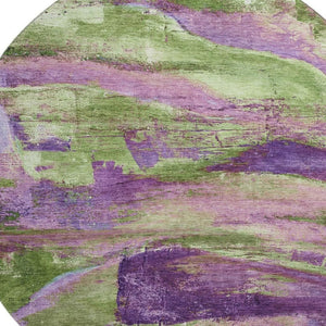 HomeRoots 8' X 10' Vibrant Purple and Green Washable Area Rug with UV Protection for Modern Homes & Families 715583