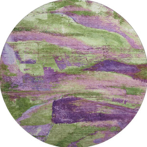 HomeRoots 8' X 10' Vibrant Purple and Green Washable Area Rug with UV Protection for Modern Homes & Families 715583