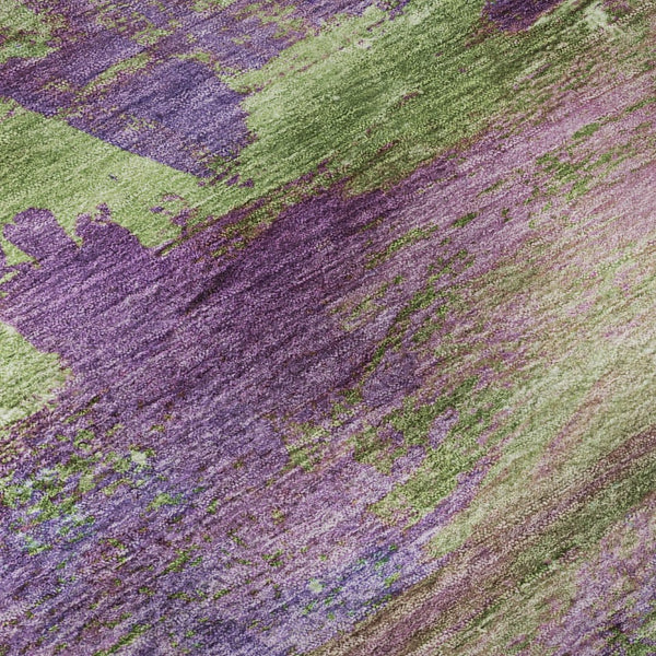 HomeRoots 8' X 10' Vibrant Purple and Green Washable Area Rug with UV Protection for Modern Homes & Families 715583