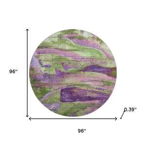 HomeRoots 8' X 10' Vibrant Purple and Green Washable Area Rug with UV Protection for Modern Homes & Families 715583