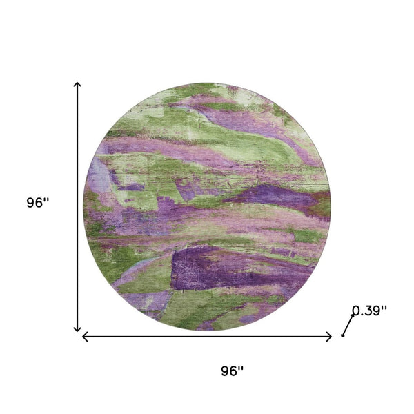 HomeRoots 8' X 10' Vibrant Purple and Green Washable Area Rug with UV Protection for Modern Homes & Families 715583