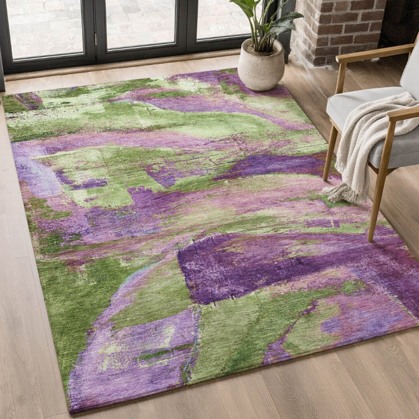 HomeRoots 9' X 12' Colorful Abstract Area Rug - Washable, UV Protected, Perfect for High-Traffic Spaces! 715584