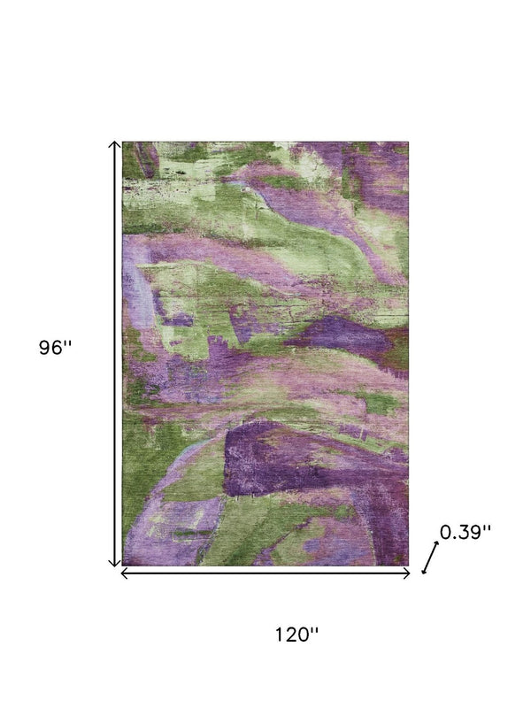 HomeRoots 9' X 12' Colorful Abstract Area Rug - Washable, UV Protected, Perfect for High-Traffic Spaces! 715584