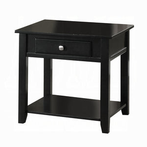 English Elm Black Rustic End Table with Bottom Shelf, 22" Square Wood Top, Sturdy Legs, Open Storage & Display B062P209100