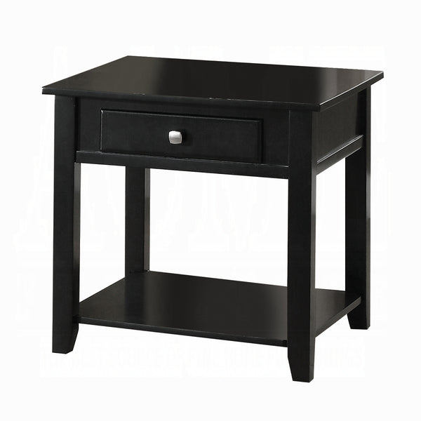 English Elm Black Rustic End Table with Bottom Shelf, 22" Square Wood Top, Sturdy Legs, Open Storage & Display B062P209100