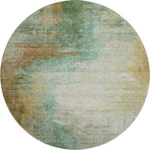 HomeRoots 8' X 10' Sage and Brown Abstract Area Rug - Washable, UV Protected, Durable for Families & Pets 715595