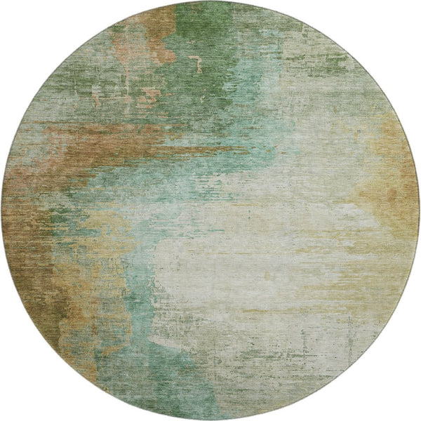 HomeRoots 8' X 10' Sage and Brown Abstract Area Rug - Washable, UV Protected, Durable for Families & Pets 715595