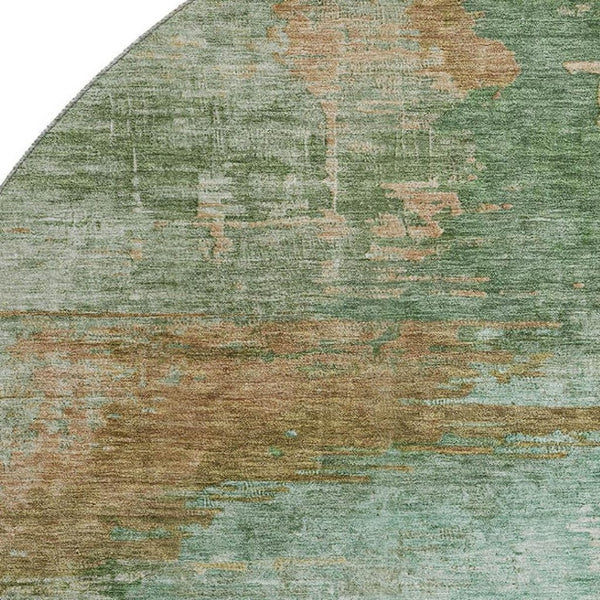 HomeRoots 8' X 10' Sage and Brown Abstract Area Rug - Washable, UV Protected, Durable for Families & Pets 715595
