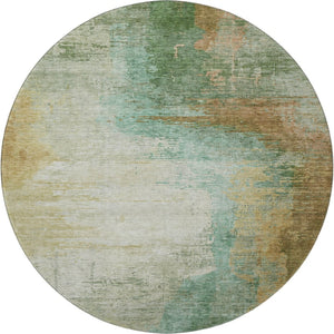 HomeRoots 8' X 10' Sage and Brown Abstract Area Rug - Washable, UV Protected, Durable for Families & Pets 715595