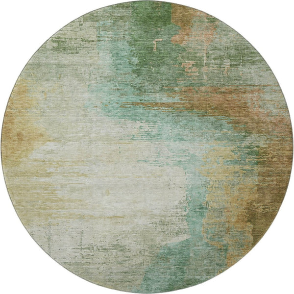 HomeRoots 8' X 10' Sage and Brown Abstract Area Rug - Washable, UV Protected, Durable for Families & Pets 715595
