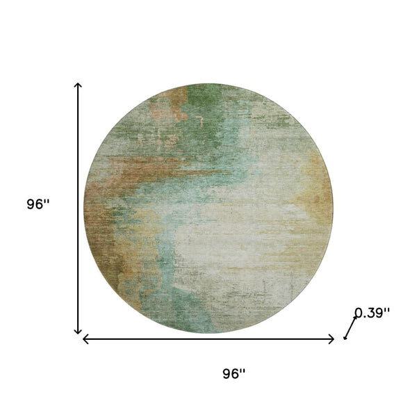HomeRoots 8' X 10' Sage and Brown Abstract Area Rug - Washable, UV Protected, Durable for Families & Pets 715595