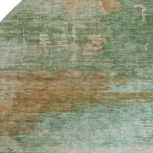 HomeRoots 8' X 10' Sage and Brown Abstract Area Rug - Washable, UV Protected, Durable for Families & Pets 715595