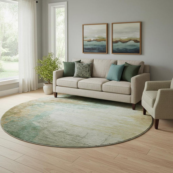 HomeRoots 8' X 10' Sage and Brown Abstract Area Rug - Washable, UV Protected, Durable for Families & Pets 715595