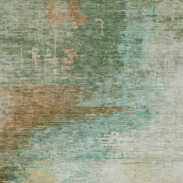 HomeRoots 9' X 12' Sage and Brown Abstract Area Rug - Washable, UV Protected, Perfect for High-Traffic Homes! 715596