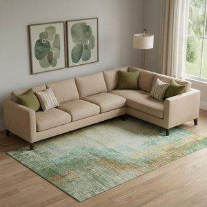 HomeRoots 9' X 12' Sage and Brown Abstract Area Rug - Washable, UV Protected, Perfect for High-Traffic Homes! 715596