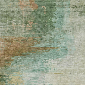 HomeRoots 10' X 14' Sage and Brown Abstract Area Rug - Washable, UV Protected, Durable for Busy Homes 715597