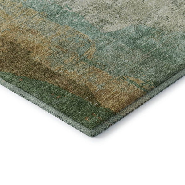 HomeRoots 10' X 14' Sage and Brown Abstract Area Rug - Washable, UV Protected, Durable for Busy Homes 715597