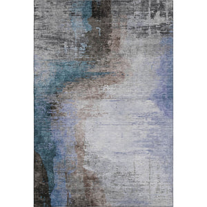 HomeRoots 5' X 8' Brown And Blue Abstract Area Rug - Washable, UV-Protected, Non-Slip, Stylish for Any Room! 715599