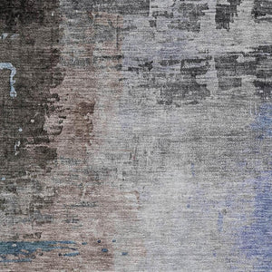 HomeRoots 5' X 8' Brown And Blue Abstract Area Rug - Washable, UV-Protected, Non-Slip, Stylish for Any Room! 715599