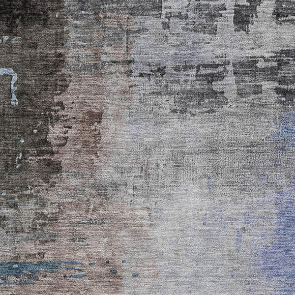 HomeRoots 5' X 8' Brown And Blue Abstract Area Rug - Washable, UV-Protected, Non-Slip, Stylish for Any Room! 715599