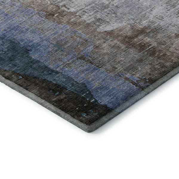 HomeRoots 5' X 8' Brown And Blue Abstract Area Rug - Washable, UV-Protected, Non-Slip, Stylish for Any Room! 715599